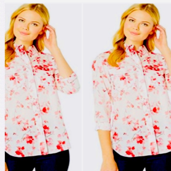 LAUREN RALPH LAUREN - Floral Pink Button Down Blouse. Size PXS - Picture 9 of 13